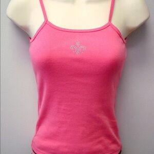 New w/ Tags Crystal Fleur De Lis Pink Tank Top